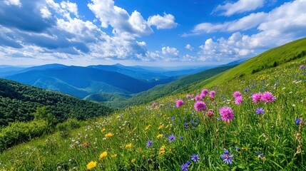 Obraz premium Mountain Wildflower Meadow Landscape - Nature and landscape photogr.