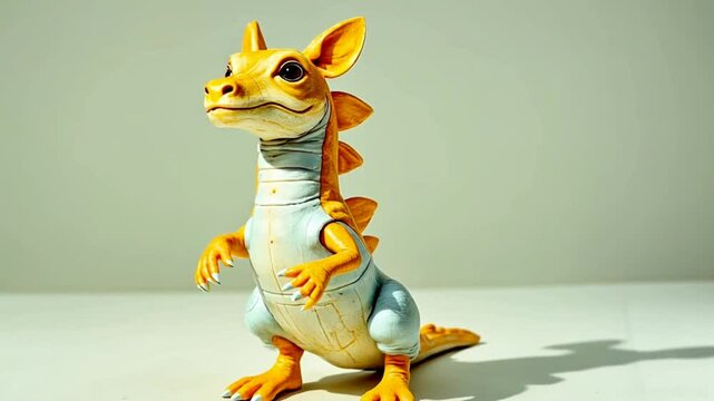A Dilophosaurus Made Out of Clay in Pastel Yellow, AI Generative