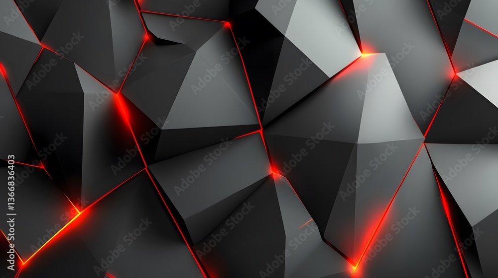 Aufkleber a modern abstract geometric surface with internal red illumination