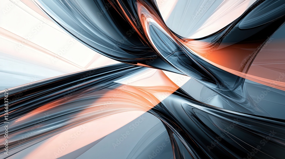 Poster geometric lines creating a sleek, modern background, with lines twisting and turning in a fluid patt