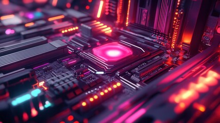 Obraz premium CPU with cooling vents and RGB lighting effects integrated into its design.