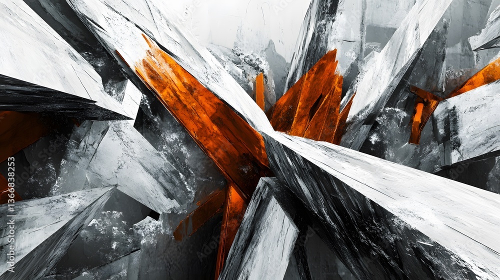 Aufkleber an abstract digital artwork featuring angular shapes and contrasting colors