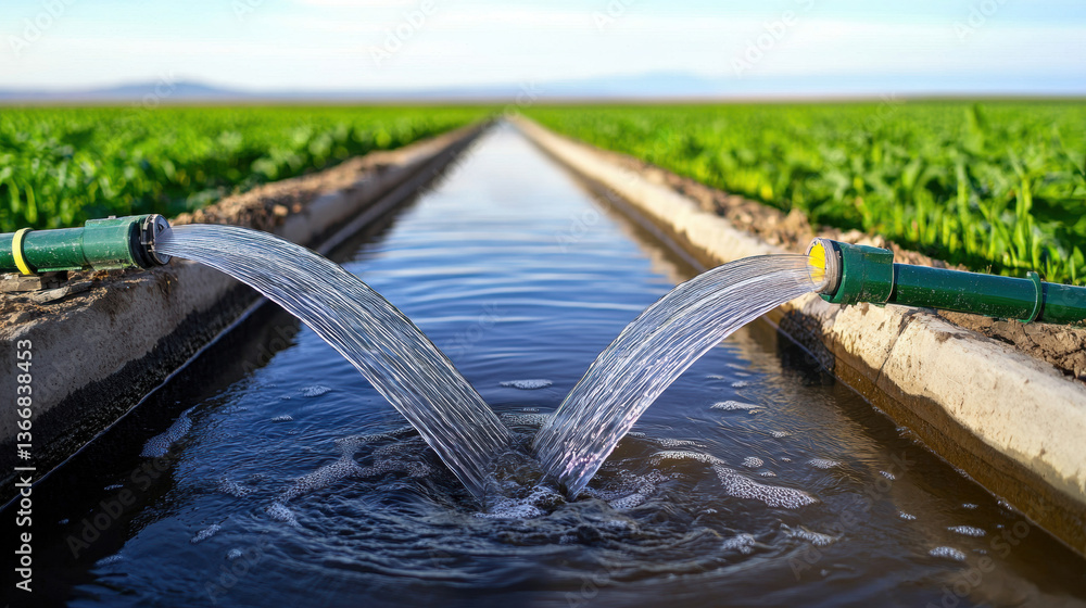 Poster smart irrigation system efficiently waters vast farm field ensuring optimal growth