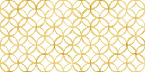 Fototapeta premium Hand drawn watercolor style gold Shippou , Japanese traditional pattern, Seamless vector watercolor texture background/手描きの水彩タッチの金色の七宝模様、日本の和柄背景
