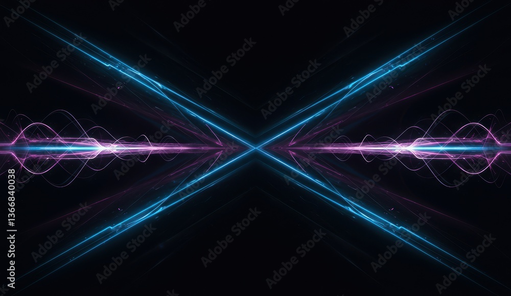 Aufkleber dynamic abstract light rays create a vivid neon effect on a dark background, illustrating energy and