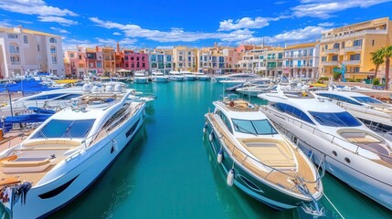 Obraz premium Luxury Yachts in Mediterranean Marina - Luxury Travel
