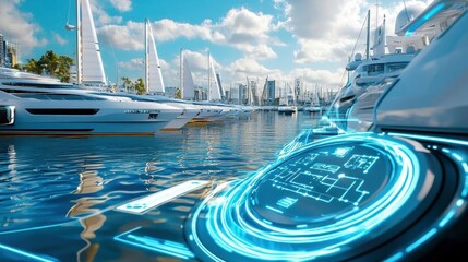 Luxury Yachts Marina Futuristic Tech - Futuristic technology: The d.