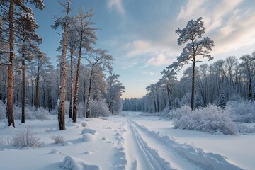 Obraz premium Winter Wonderland with Snowy Timberland Scenic Views