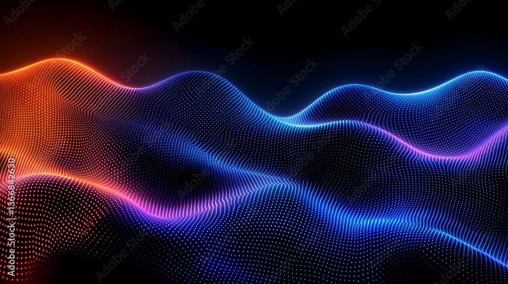 Aufkleber abstract visualization of colorful glowing dots resembling a wavy surface