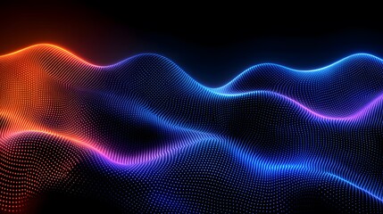 Obraz premium Abstract visualization of colorful glowing dots resembling a wavy surface