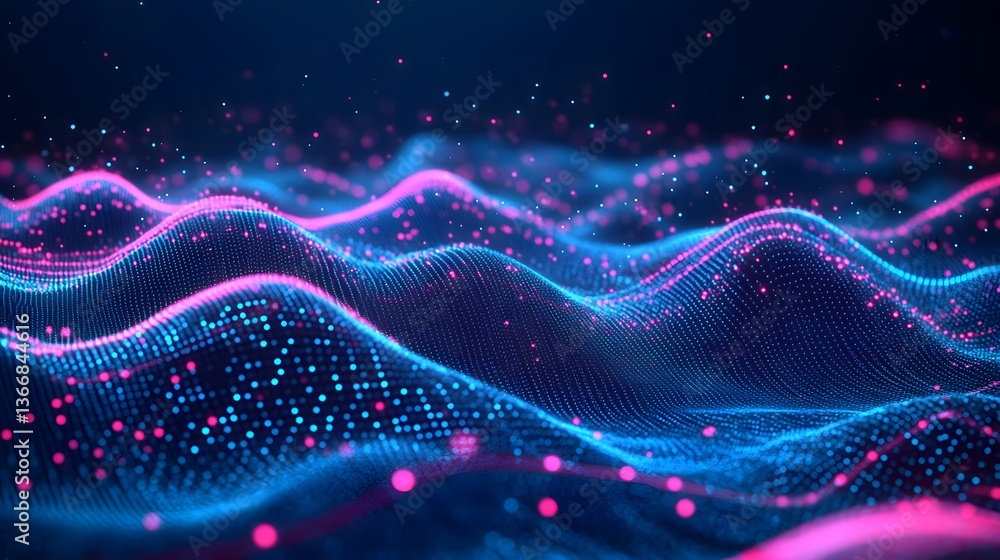 Aufkleber abstract depiction of digital waves and particle illumination