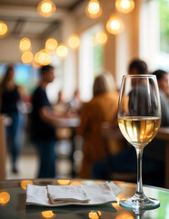 Fototapeta premium Glass of White Wine at a Dinner Party
