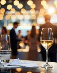 Fototapeta premium Glass of White Wine at a Dinner Party