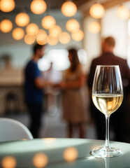 Fototapeta premium Glass of White Wine at a Dinner Party