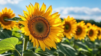 Obraz premium Vibrant Sunflowers Field, Summer Bloom - Nature photography