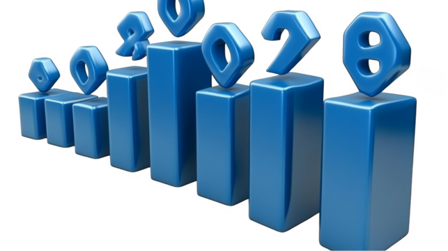 3D Blue Numbered Bar Charts Against Transparent Background Illustration - Powered by Adobe