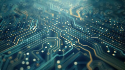 Obraz premium Depict a circuit board pattern with highlighted nodes and ample copy space, ideal for tech event promotions or informational graphics.