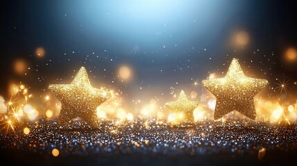 Naklejka premium Sparkling Glitter Stars on Festive Background