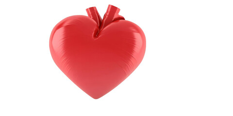 3D Illustration of Glossy Red Heart With Ribbon Isolated on Transparent Background