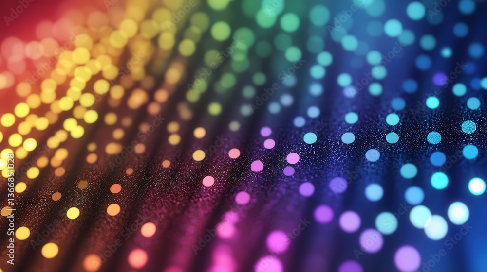 Poster rotating dots in a spectrum of colors, creating a seamless flow of motion that shifts from one hue t