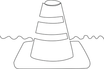 traffic cone line icon in continuous line style. line art, one continuous line, simple, hand drawn and sketch concept. for icons, Vector Illustration.