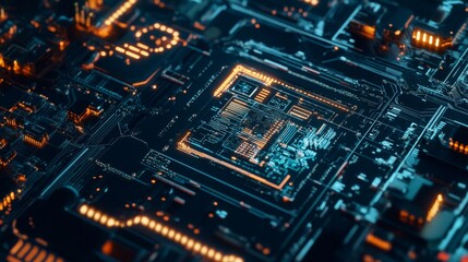 Obraz premium A cryptocurrency researcher designing AI powered decentralized platforms for blockchain based crypto backed peer to peer marketplace, futuristic marketplace lab with live data, High-tech style