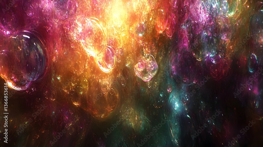 Aufkleber abstract image depicting colorful bubbles and luminous forms