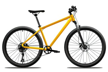 Obraz premium A vibrant yellow mountain bike designed for leisure and sport. isolated on white background