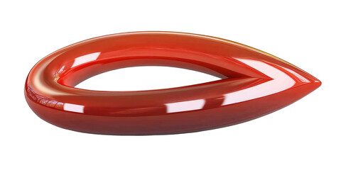 Naklejka premium 3D Rendered Red Glossy Geometric Abstract Shape On Transparent Background