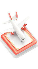3D Render of Airplane on a White and Red Podium Isolated Photo