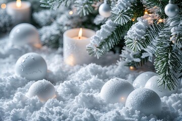 Radiant White Snowy Atmosphere with Luxurious Texture and Holiday Cheer