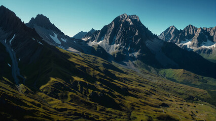 green mountain range with ice, 