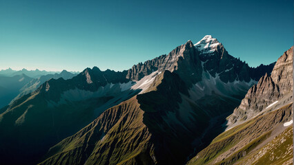 green mountain range with ice, 