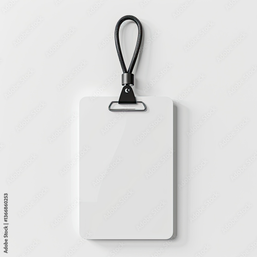Aufkleber a blank id badge with a clip and loop for attachment. isolated on white background