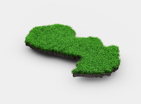 Paraguay Map Soil Land Geology Cross Section Green Grass And Rock Ground Texture 3d Illustration