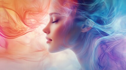 Fototapeta premium Swirling shapes creating an ethereal effect with soft transitions between colors