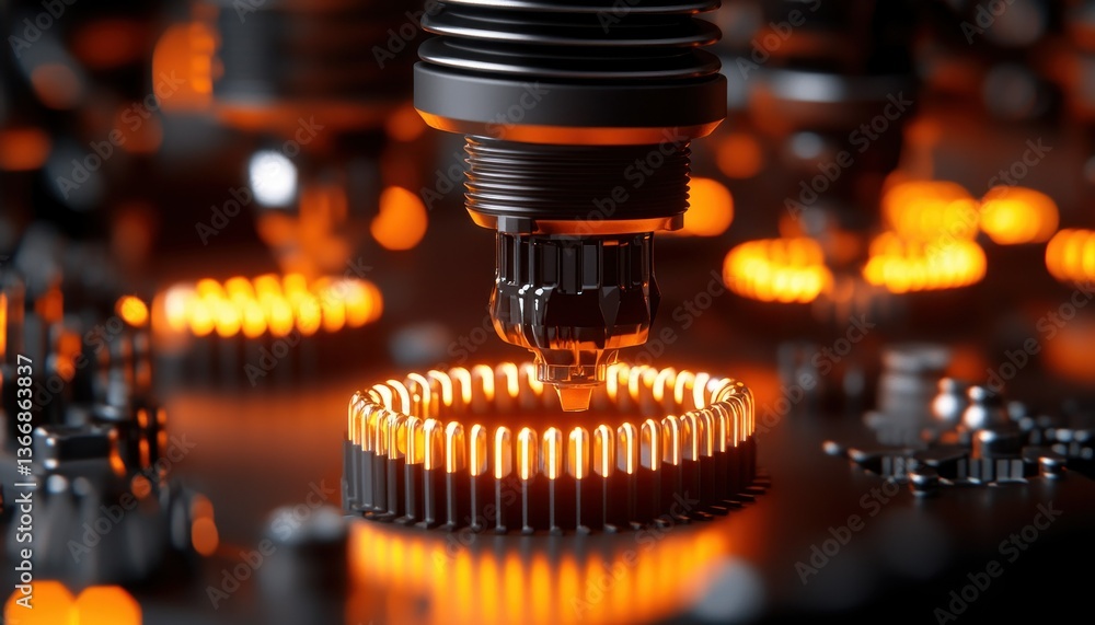 Poster advanced technology in manufacturing process with automated machines