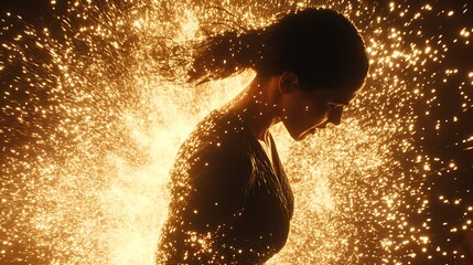 Obraz premium Woman in Sparkling Fire.