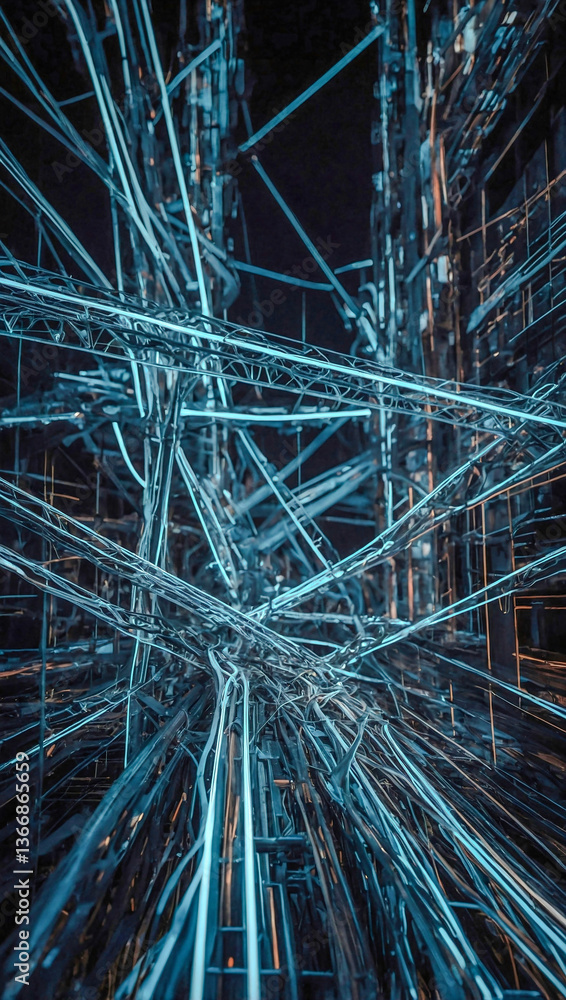 Poster dynamic interconnected lines and growth, perfect for tech branding