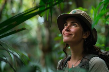 Young adult Hispanic woman in a Rainforest Expeditions in the Amazon