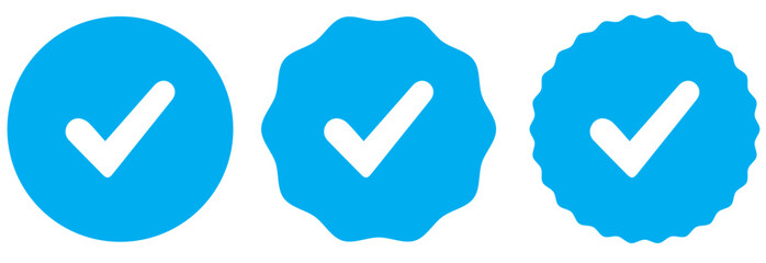 tickInstagram, Facebook, Twitter, Tiktok, Telegram, Whatsapp, Viber, Youtube, set verified profile badges. Check mark verified account icons. Account verification icon. Guaranteed safety pers