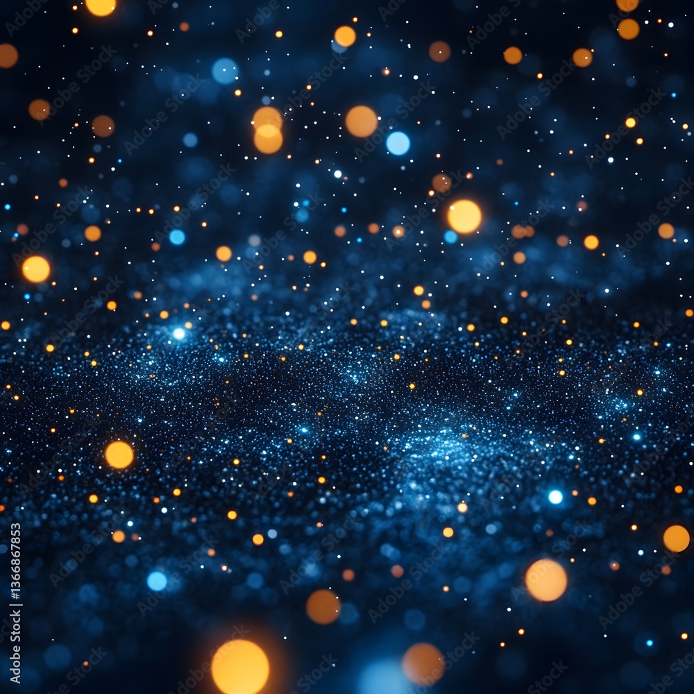 Poster glowing particles of light in a dark and textured background