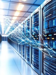 Fototapeta premium Data center technology high-performance servers modern facility digital infrastructure futuristic environment