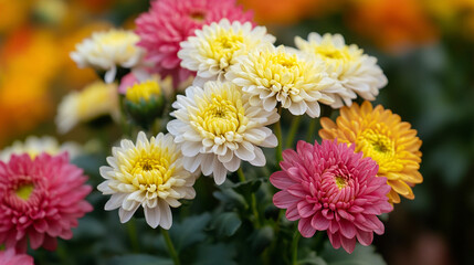 カラフルな菊の花　Generated image