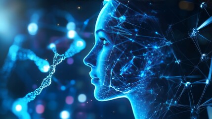 A geneticist leveraging AI for synthetic biology advancements in a high tech molecular engineering lab, futuristic biotech research center with AI-driven DNA design tools, Scientific style