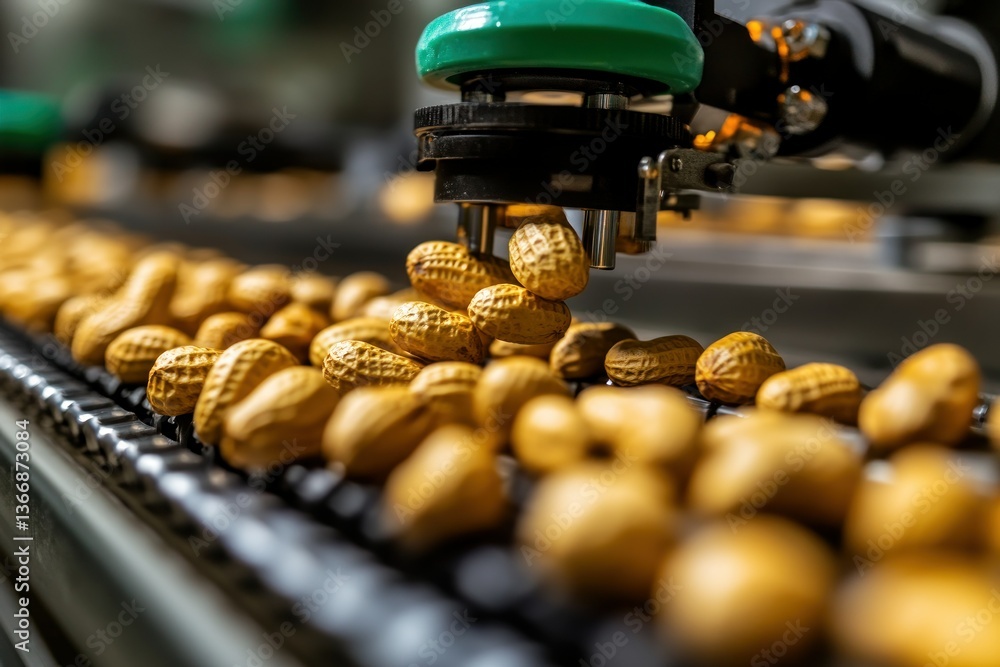 Aufkleber industrial automation in peanut processing with robotic arm and nuts