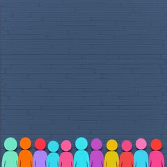 Obraz premium Colorful Human Figures on Dark Gray Textured Background