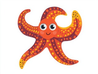 Cute and Colorful Cartoon Octopus with Big Eyes and Friendly Smile, Perfect for Children's Illustrations and Playful Designs