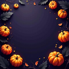 Colorful pumpkins on a spooky background with eerie typography, spooky, pumpkin