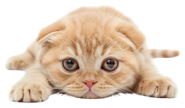 PNG Sad baby scottish fold cat animal mammal kitten.